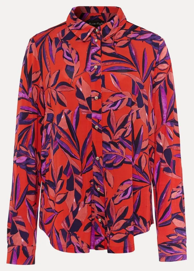 Phase Eight Shareen Leaf Print Shirt Red Women Shirts and Blouses
