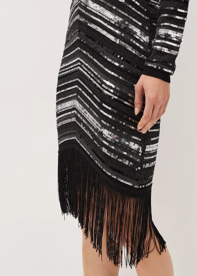 Phase Eight Sibylle Chevron Sequin Dress Gunmetal Women Dresses