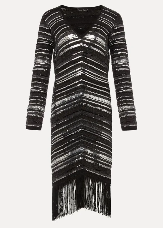 Phase Eight Sibylle Chevron Sequin Dress Gunmetal Women Dresses