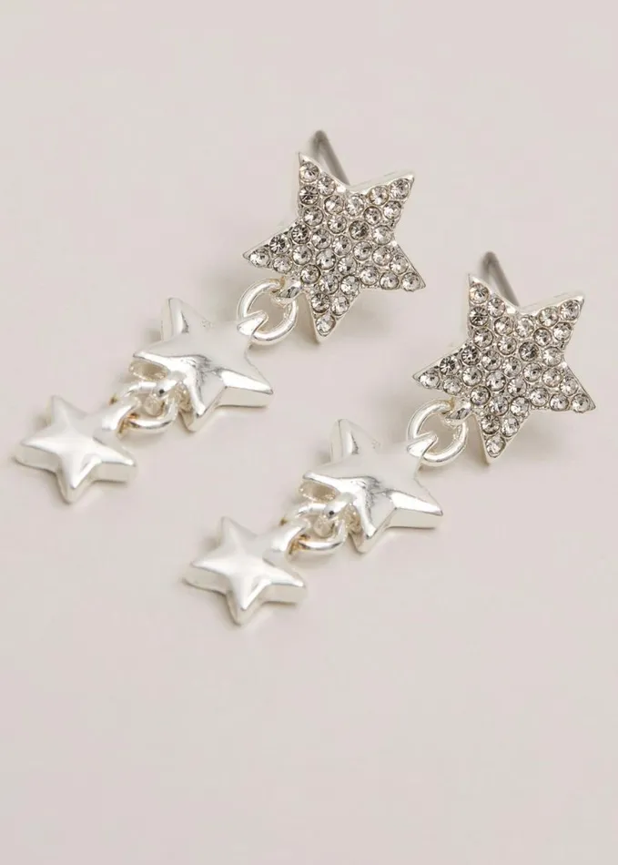 Phase Eight Silver Plated Star Drop Earring Silver Women Jewellery