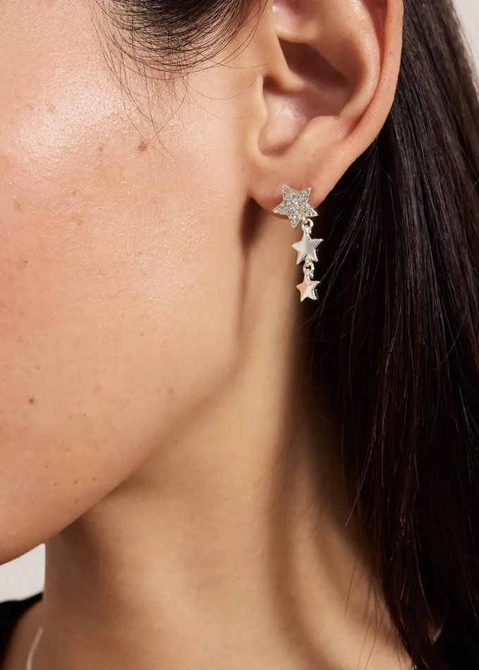 Phase Eight Silver Plated Star Drop Earring Silver Women Jewellery