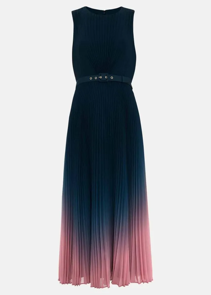 Phase Eight Simara Ombre Chiffon Midi Pleat Dress Multicoloured Women Dresses