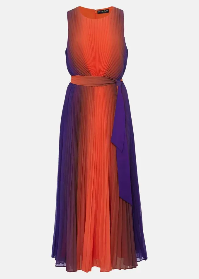Phase Eight Simara Ombre Pleated Midi Dress Vermillionmulti Women Dresses