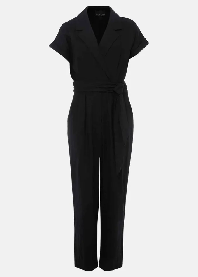 Phase Eight Spencer Linen Wide Leg Jumpsuit Black Women Dresses