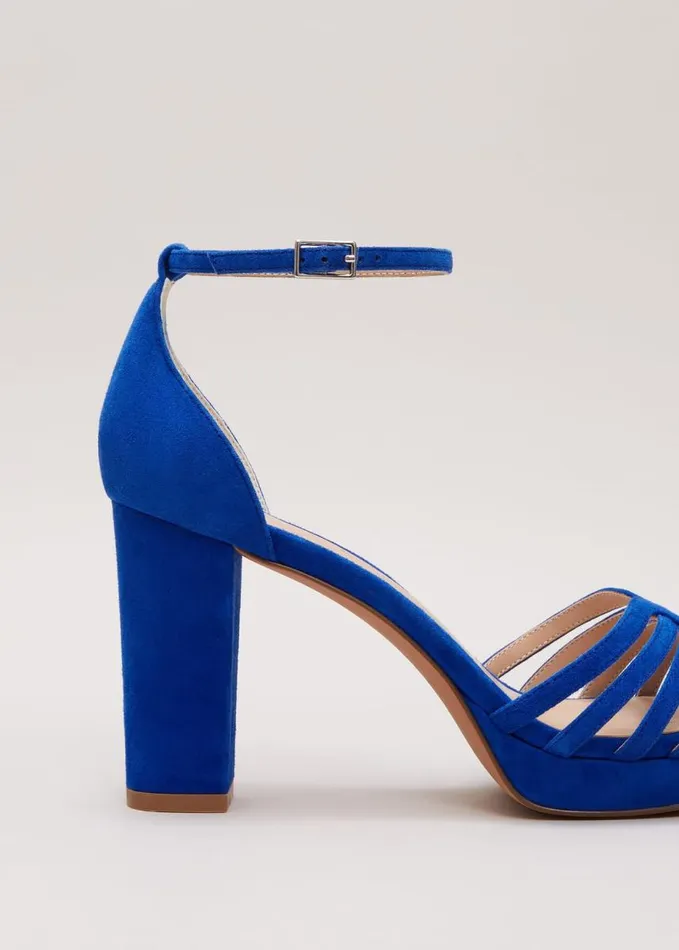 Phase Eight Strappy Platform Heel Cobalt Women Occasion Shoes