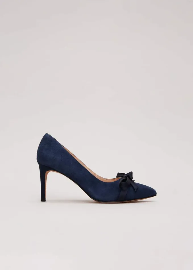 Phase Eight Suede Bow Front Court Shoe Navy Women Occasion Shoes