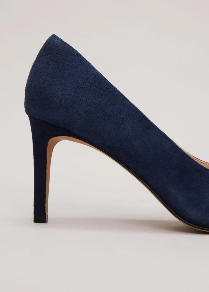 Phase Eight Suede Bow Front Court Shoe Navy Women Occasion Shoes