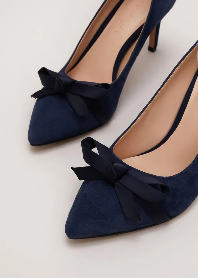 Phase Eight Suede Bow Front Court Shoe Navy Women Occasion Shoes