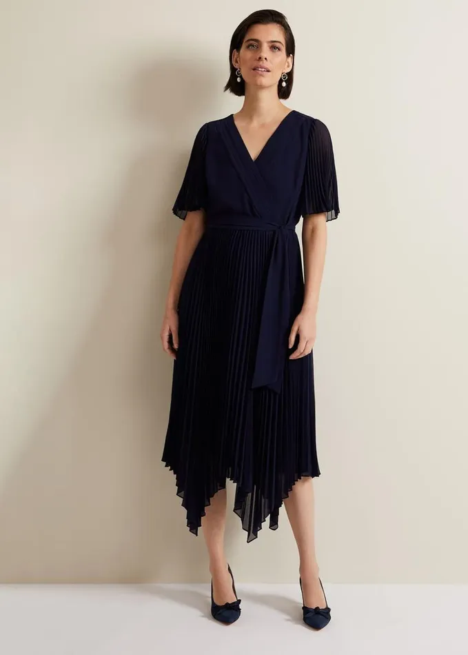 Phase Eight Suede Bow Front Court Shoe Navy Women Occasion Shoes