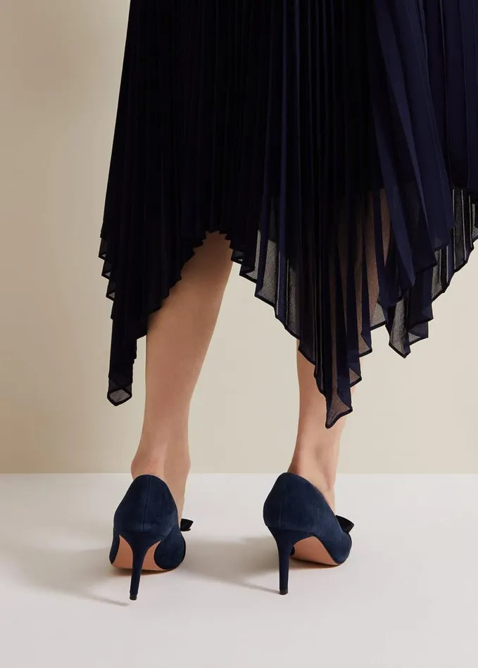 Phase Eight Suede Bow Front Court Shoe Navy Women Occasion Shoes