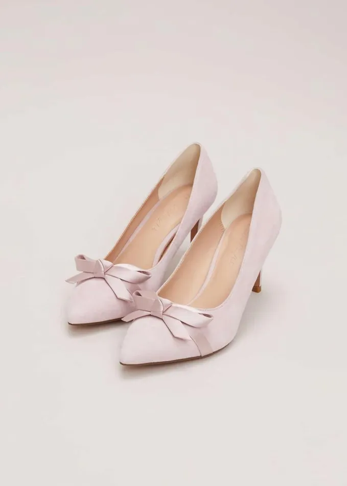 Phase Eight Suede Bow Front Court Shoe Pale Pink Women Occasion Shoes