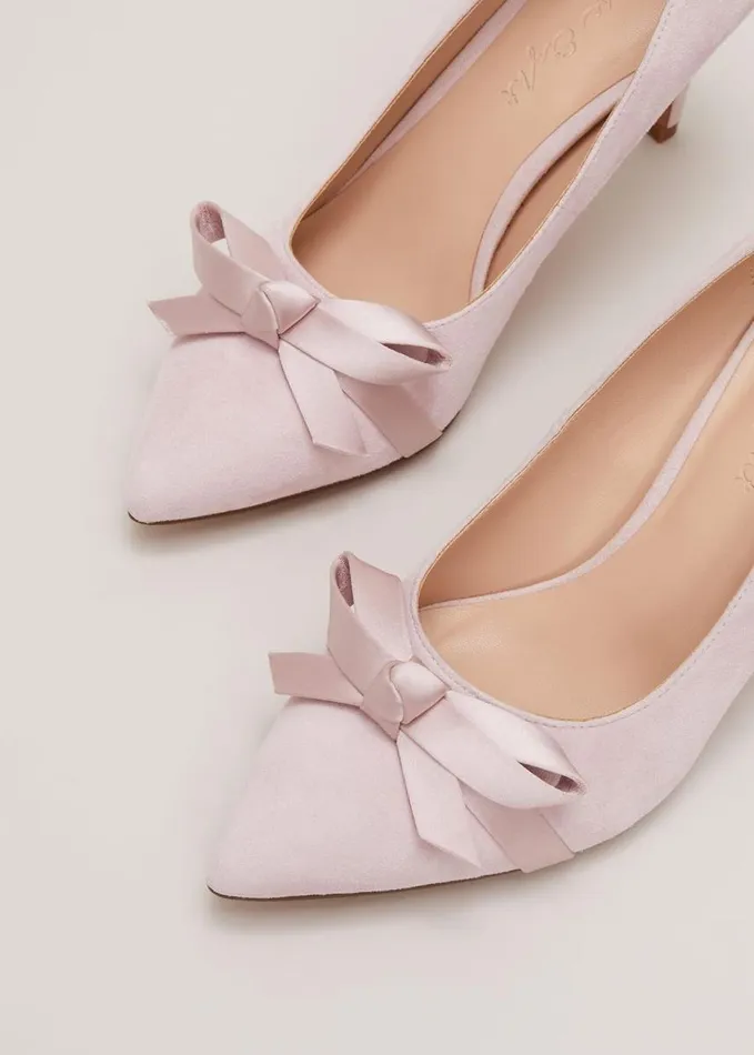 Phase Eight Suede Bow Front Court Shoe Pale Pink Women Occasion Shoes
