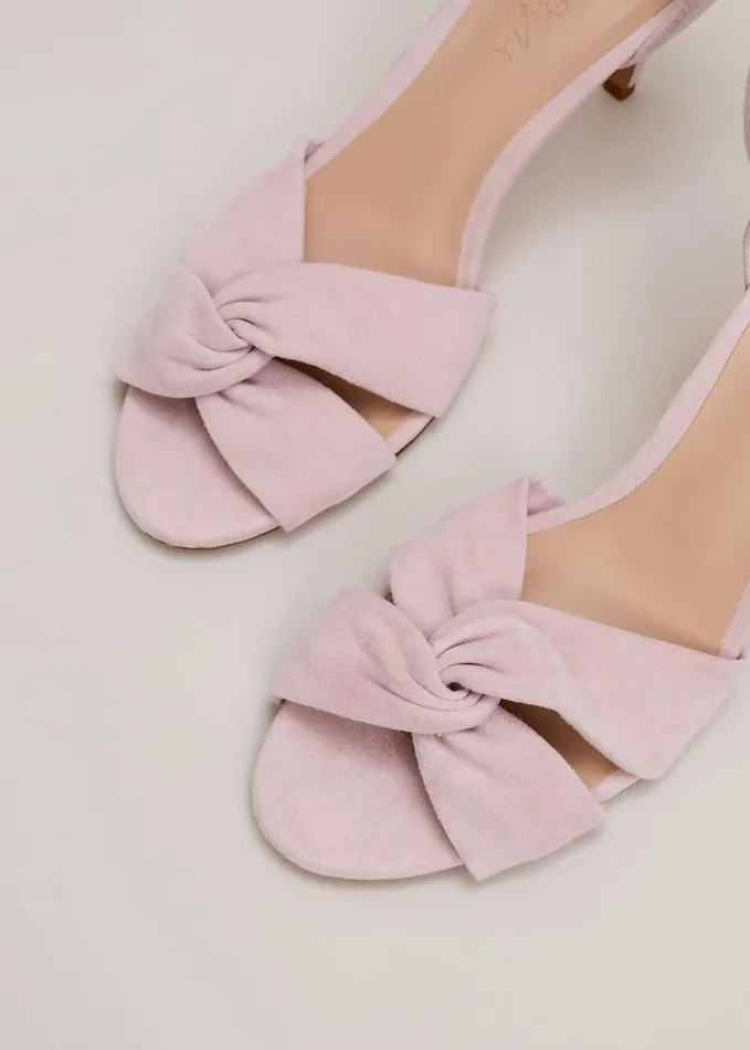 Phase Eight Suede Twist Ankle Strap Heeled Shoes Pale Pink Women Occasion Shoes