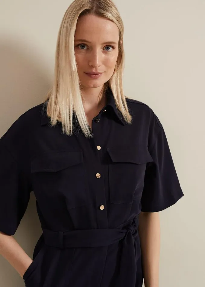 Phase Eight Tallulah Navy Utility Jumpsuit Navy Women Dresses
