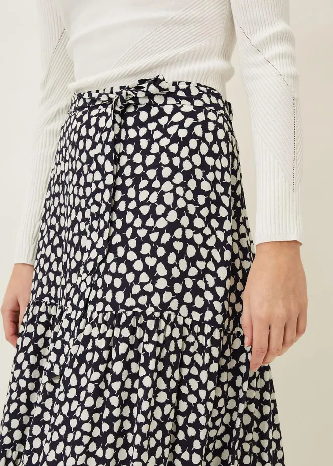Phase Eight Tana Leaf Print Maxi Skirt Navyivory Women Knitwear