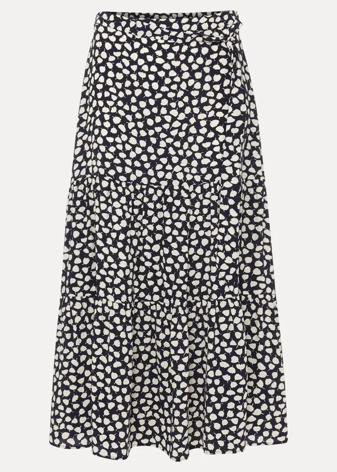Phase Eight Tana Leaf Print Maxi Skirt Navyivory Women Knitwear