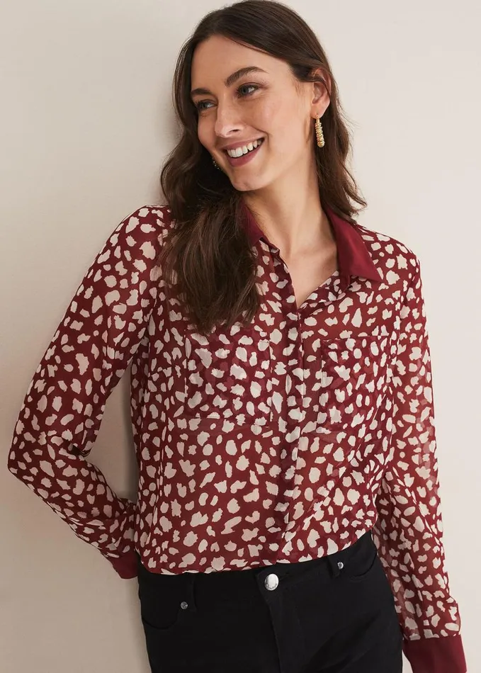 Phase Eight Tanjina Printed Blouse Powder Pinkgreen Women Shirts and Blouses