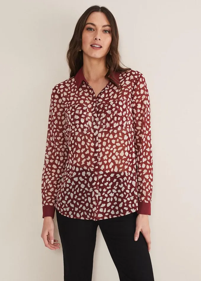 Phase Eight Tanjina Printed Blouse Powder Pinkgreen Women Shirts and Blouses