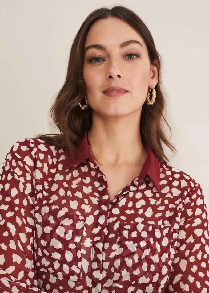 Phase Eight Tanjina Printed Blouse Powder Pinkgreen Women Shirts and Blouses