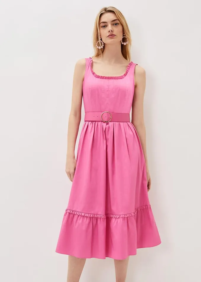 Phase Eight Tanya Belted Midaxi Dress Candy Pink Women Dresses