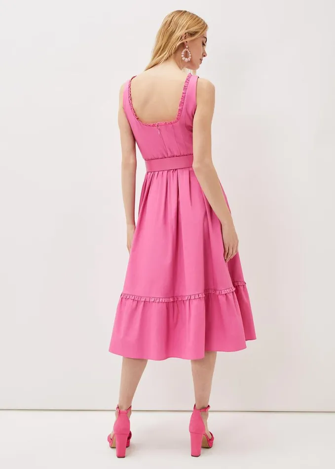 Phase Eight Tanya Belted Midaxi Dress Candy Pink Women Dresses