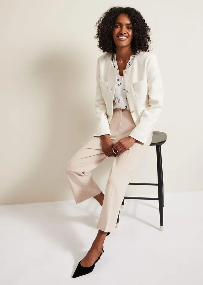 Phase Eight Taytum Bow Print Blouse Ivory Women Shirts and Blouses