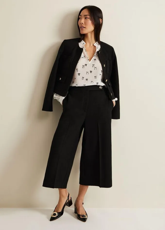 Phase Eight Taytum Bow Print Blouse Ivory Women Shirts and Blouses
