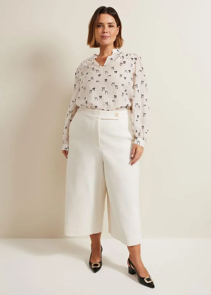 Phase Eight Taytum Bow Print Blouse Ivory Women Shirts and Blouses