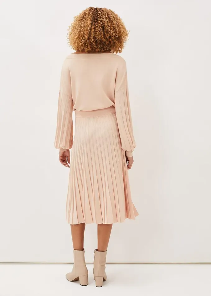Phase Eight Teodora Pleat Knit CoOrd Skirt Soft Pink Women Skirts