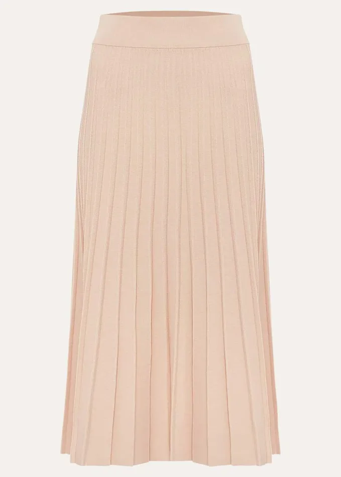 Phase Eight Teodora Pleat Knit CoOrd Skirt Soft Pink Women Skirts