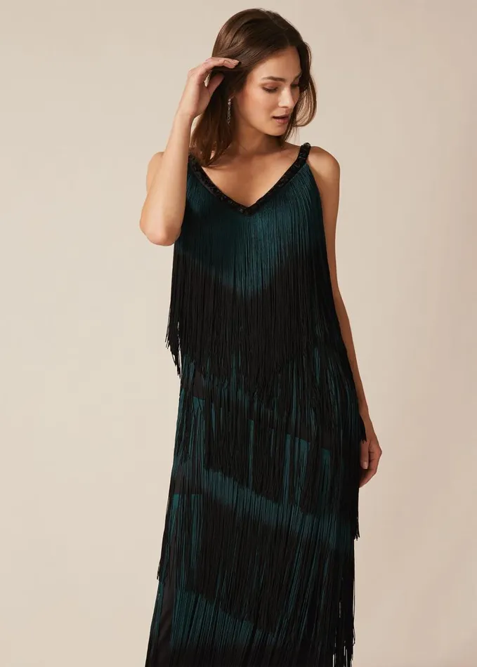Phase Eight Tina Tassel Dress Blackforest Women Dresses