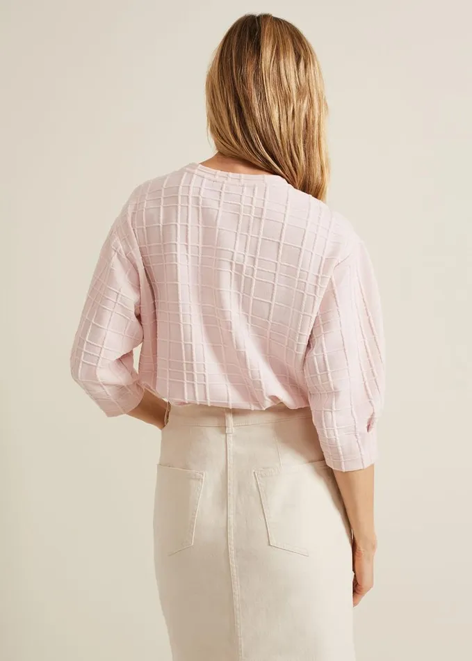 Phase Eight Tracy Check Textured Top Pink Women Tops and TShirts