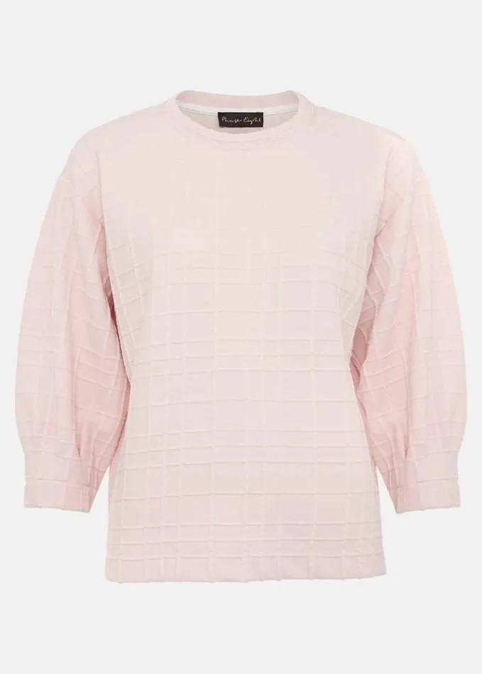 Phase Eight Tracy Check Textured Top Pink Women Tops and TShirts