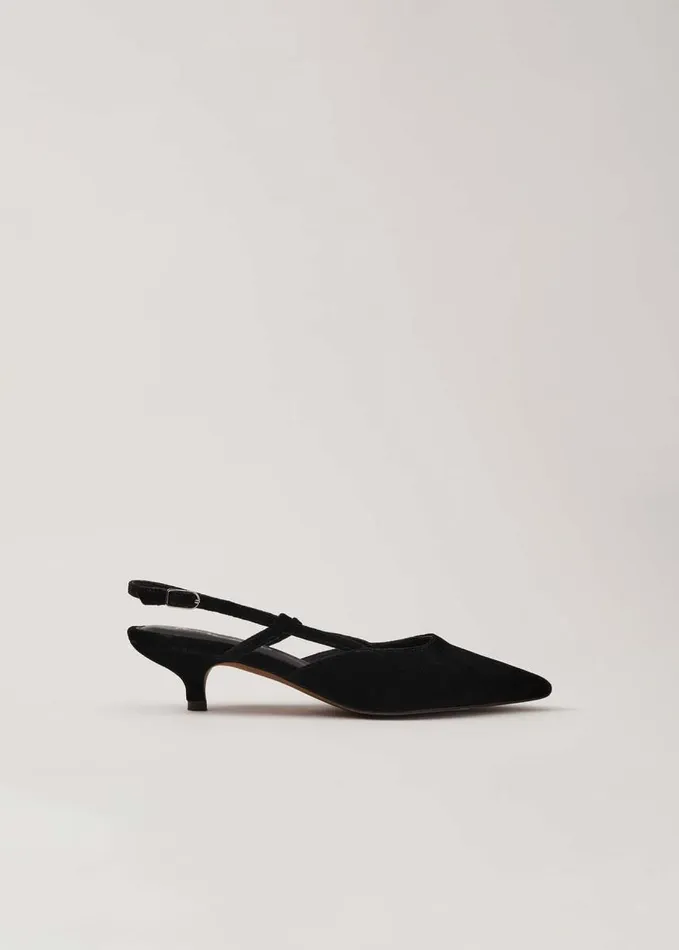 Phase Eight Velvet Slingback Kitten Heels Black Women Occasion Shoes