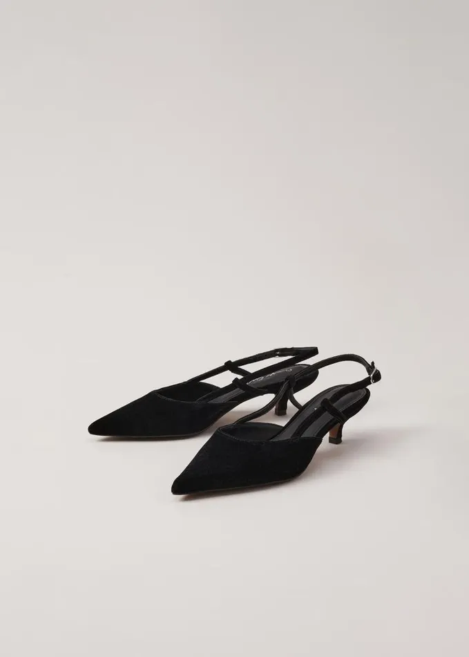 Phase Eight Velvet Slingback Kitten Heels Black Women Occasion Shoes