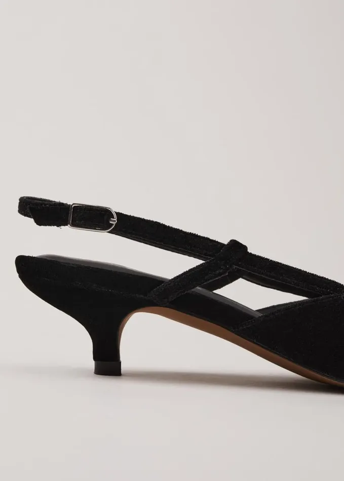 Phase Eight Velvet Slingback Kitten Heels Black Women Occasion Shoes