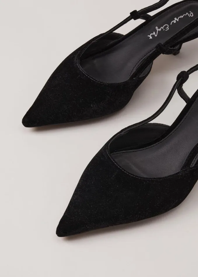 Phase Eight Velvet Slingback Kitten Heels Black Women Occasion Shoes