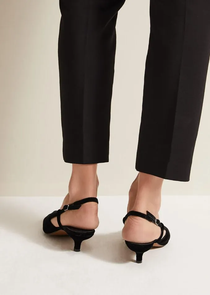 Phase Eight Velvet Slingback Kitten Heels Black Women Occasion Shoes