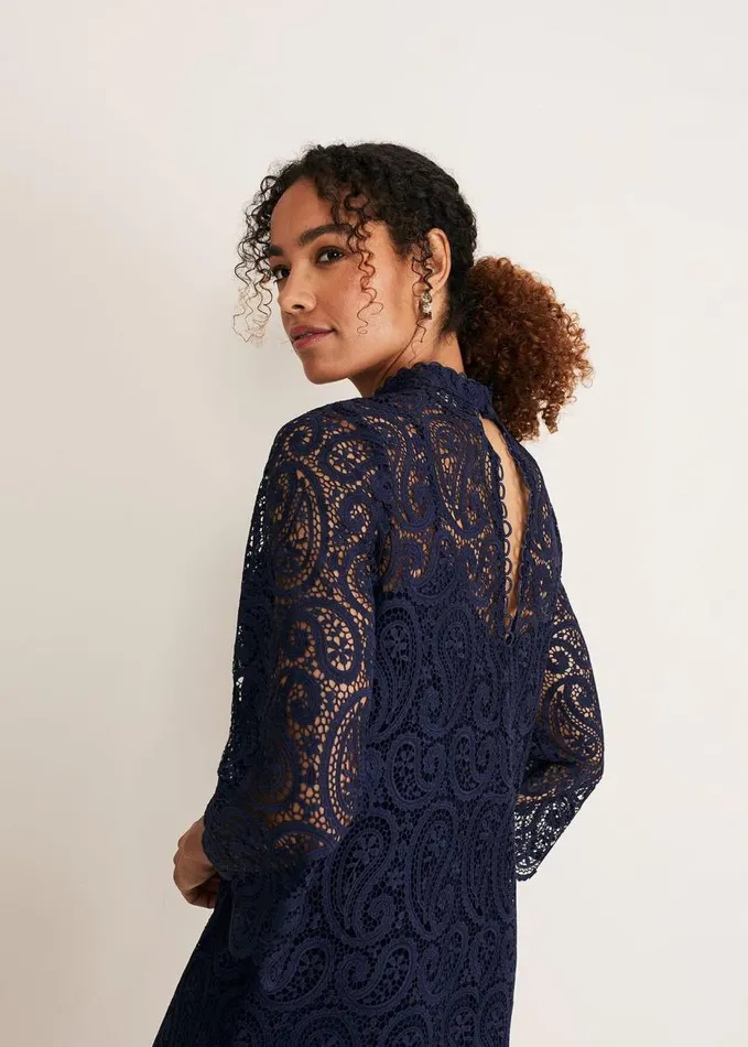 Phase Eight Verity Lace Shift Dress Navy Women Dresses