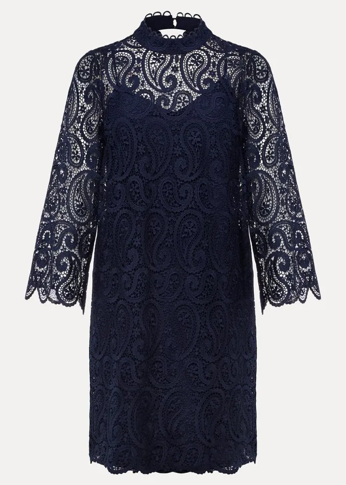 Phase Eight Verity Lace Shift Dress Navy Women Dresses
