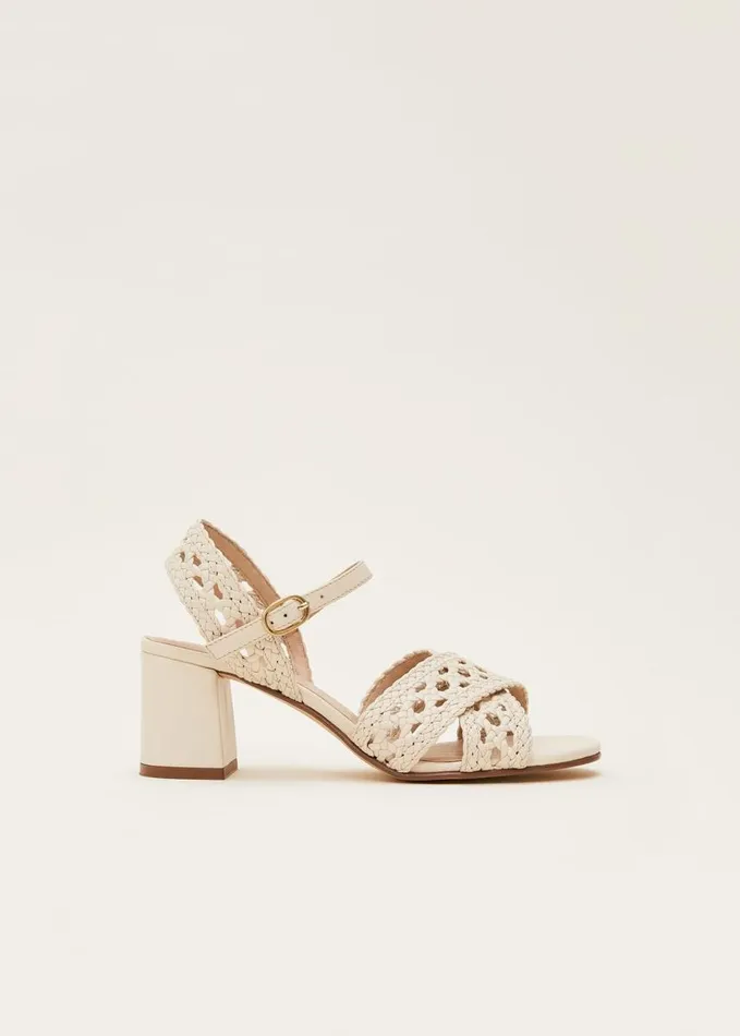 Phase Eight Weave Heeled Sandal Cream Women Heels