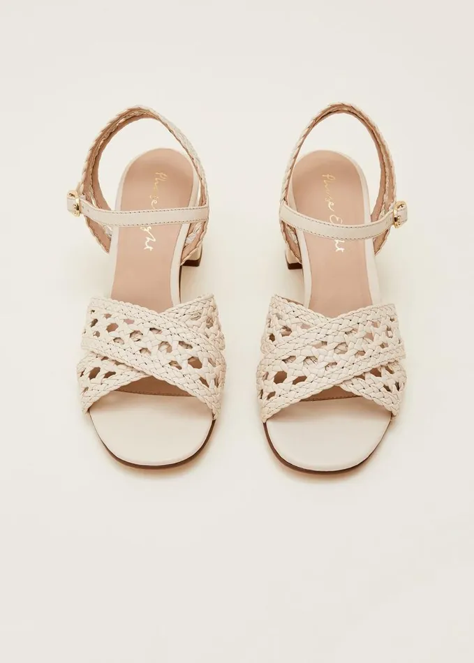 Phase Eight Weave Heeled Sandal Cream Women Heels