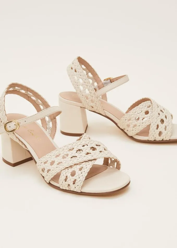 Phase Eight Weave Heeled Sandal Cream Women Heels