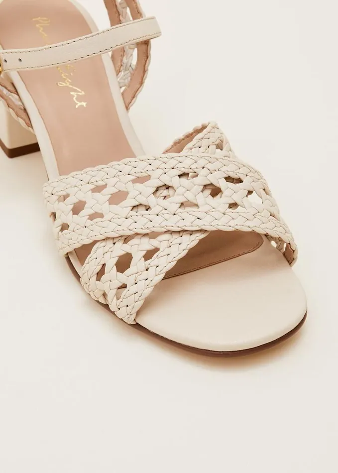 Phase Eight Weave Heeled Sandal Cream Women Heels