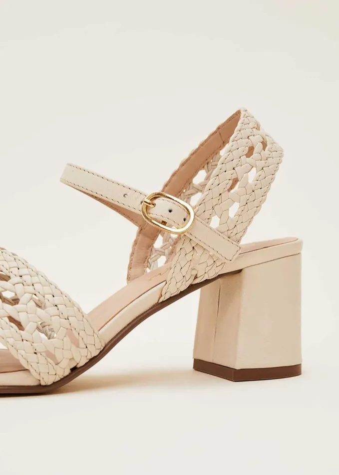 Phase Eight Weave Heeled Sandal Cream Women Heels