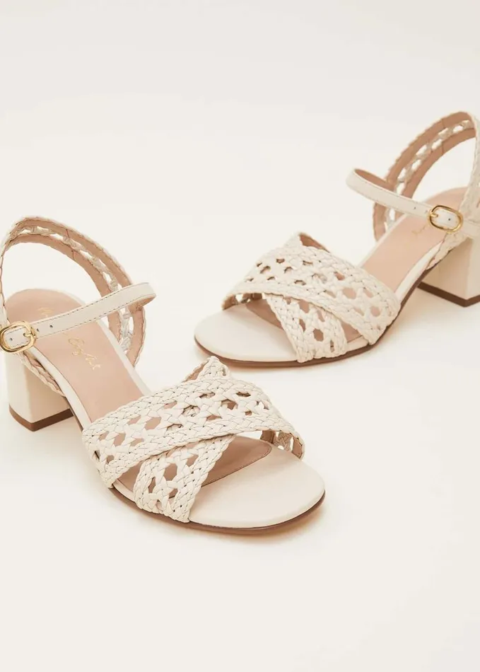 Phase Eight Weave Heeled Sandal Cream Women Heels