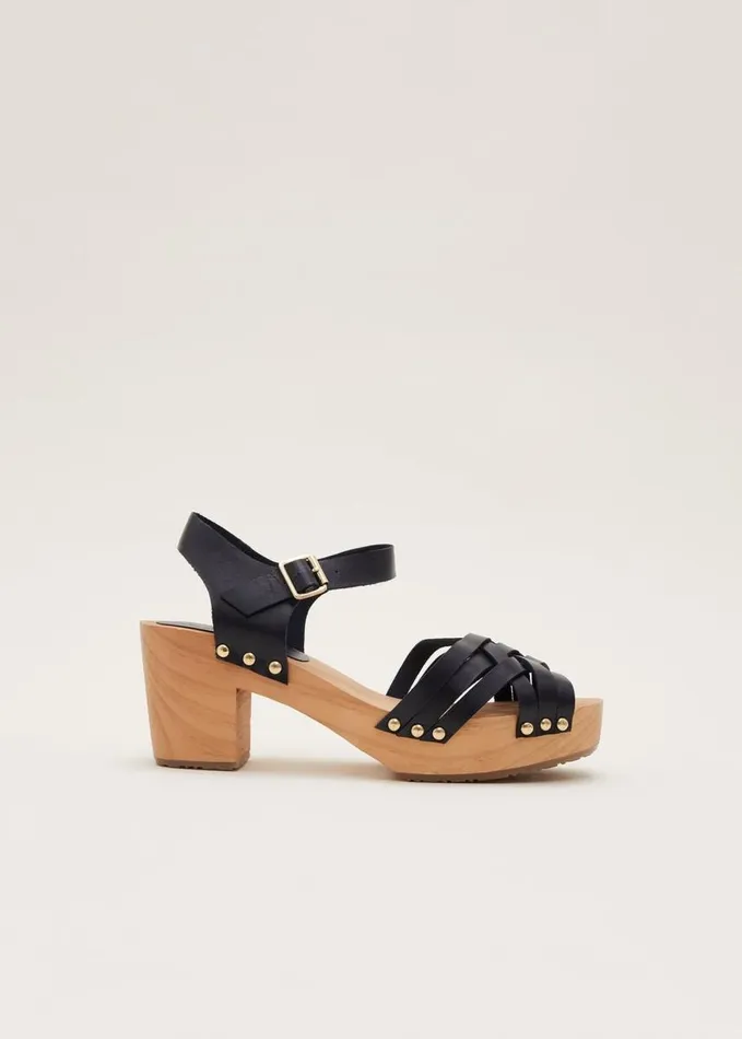Phase Eight Woven Clog Heel Sandal Navy Women Heels