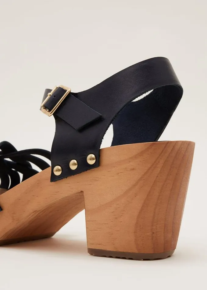Phase Eight Woven Clog Heel Sandal Navy Women Heels