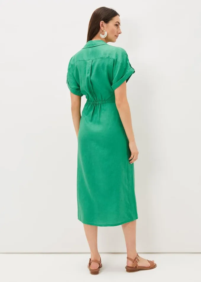 Phase Eight Yasse Linen Wrap Midi Dress Green Women Dresses