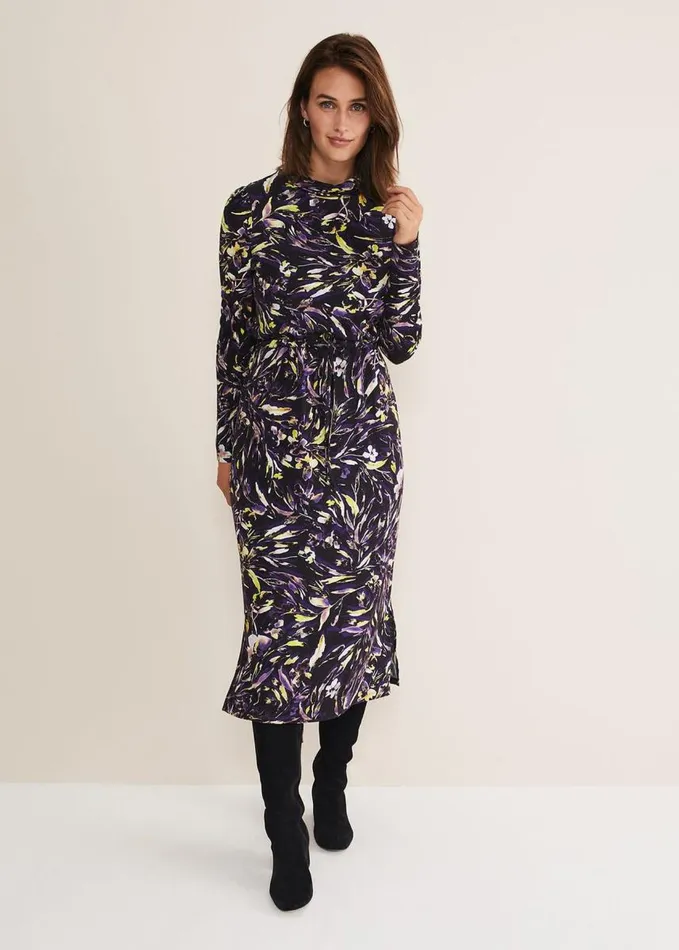 Phase Eight Zenobia Printed Jersey Dress Bluechocolate Women Dresses